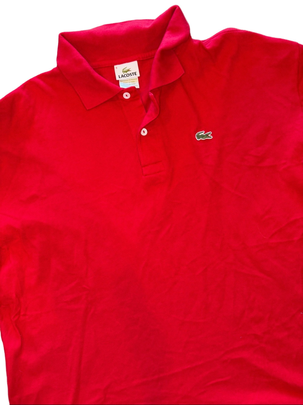 Lacoste Men's Red Short Sleeve Classic Fit Pique Polo Shirt Tag Size 6 / L⁠